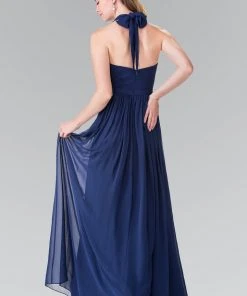 Elizabeth K - GL2362 Long Chiffon Halter Dress
