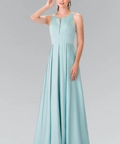 Elizabeth K - GL2365 Sleek Scoop Neck Long A-line Dress