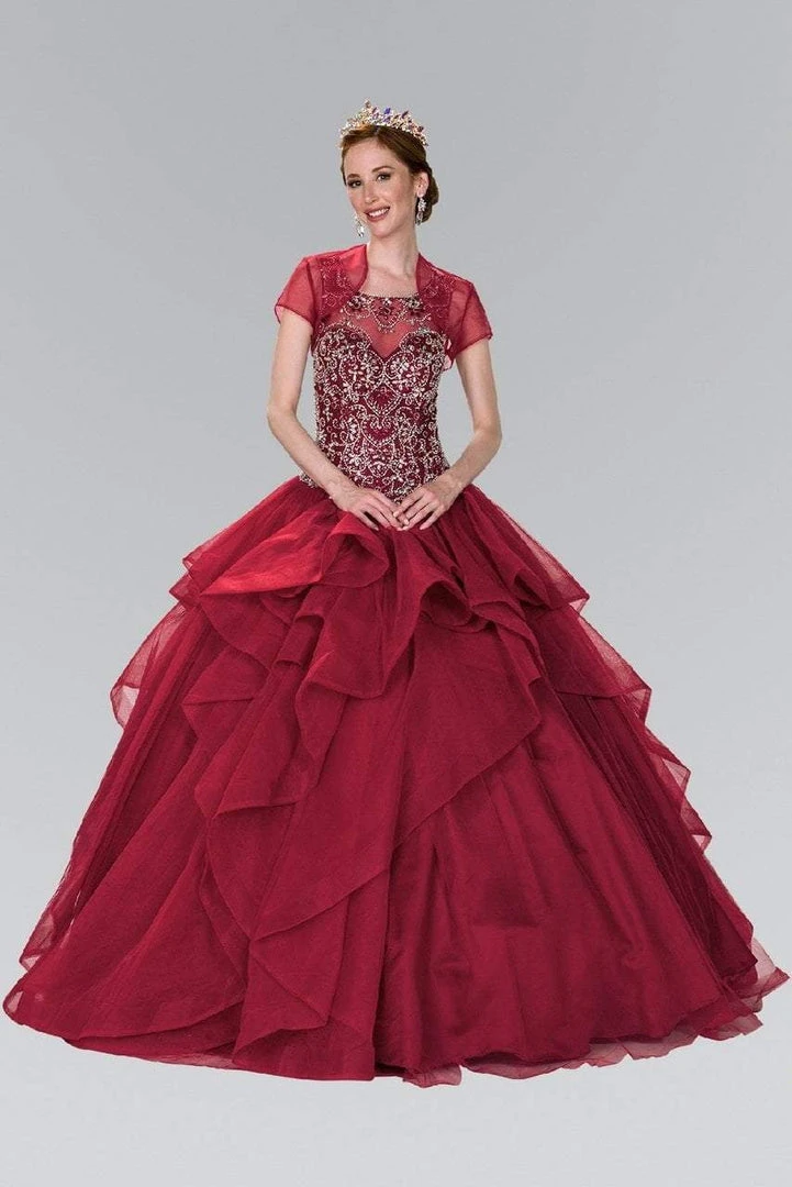 Elizabeth K - GL2378 Beaded Illusion Sweetheart Ballgown With Bolero 5 Elizabeth K - GL2378 Beaded Illusion Sweetheart Ballgown With Bolero