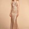 Elizabeth K - GL2509 Jeweled Halter Strap Glitter Long Gown