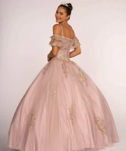 Elizabeth K - GL2510 Ruffled Off Shoulder Mesh Ballgown 7 Elizabeth K - GL2510 Ruffled Off Shoulder Mesh Ballgown