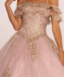 Elizabeth K - GL2510 Ruffled Off Shoulder Mesh Ballgown 8 Elizabeth K - GL2510 Ruffled Off Shoulder Mesh Ballgown