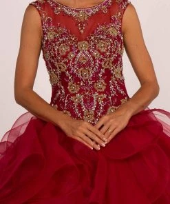 Elizabeth K - GL2511 Beaded Cap Sleeve Ruffled Ballgown 8 Elizabeth K - GL2511 Beaded Cap Sleeve Ruffled Ballgown