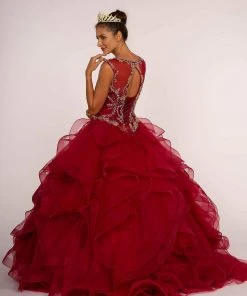 Elizabeth K - GL2511 Beaded Cap Sleeve Ruffled Ballgown 7 Elizabeth K - GL2511 Beaded Cap Sleeve Ruffled Ballgown