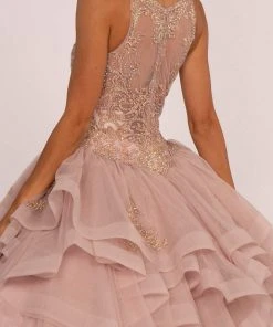 Elizabeth K - GL2513 Illusion Jewel-Ornate Appliqued Ballgown 9 Elizabeth K - GL2513 Illusion Jewel-Ornate Appliqued Ballgown