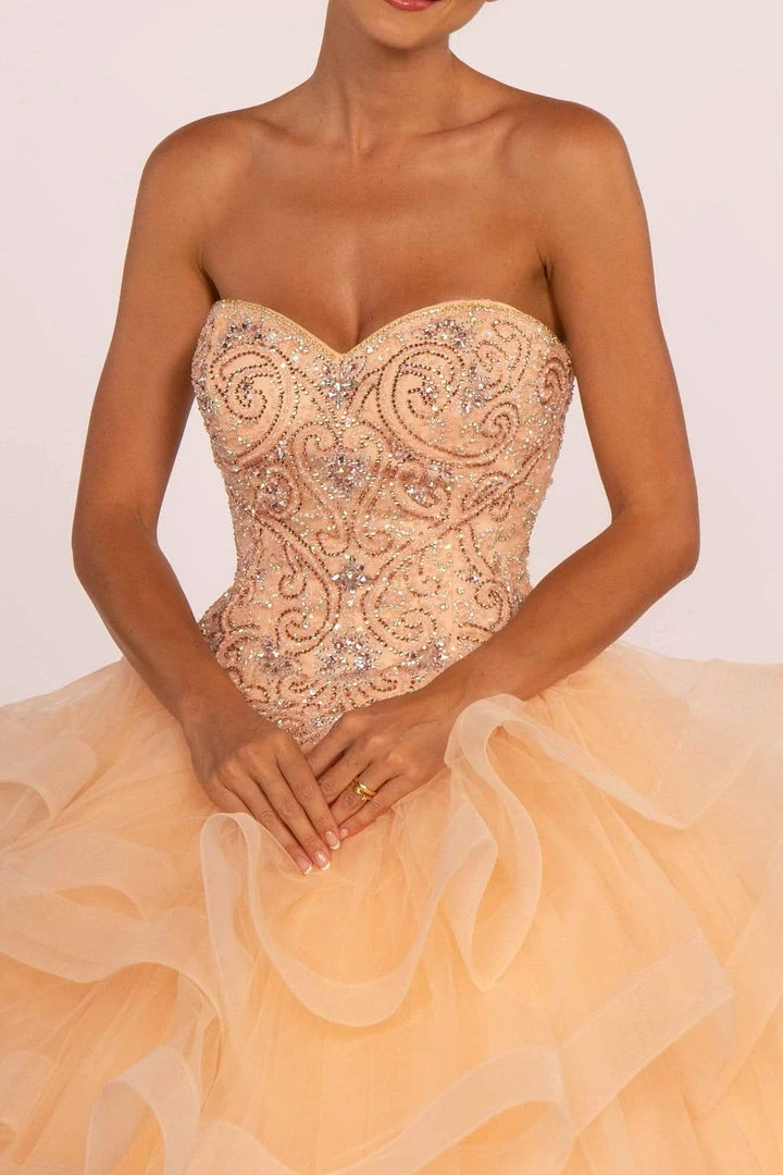 Elizabeth K - GL2515 Beaded Strapless Ruffled Ballgown 4 Elizabeth K - GL2515 Beaded Strapless Ruffled Ballgown