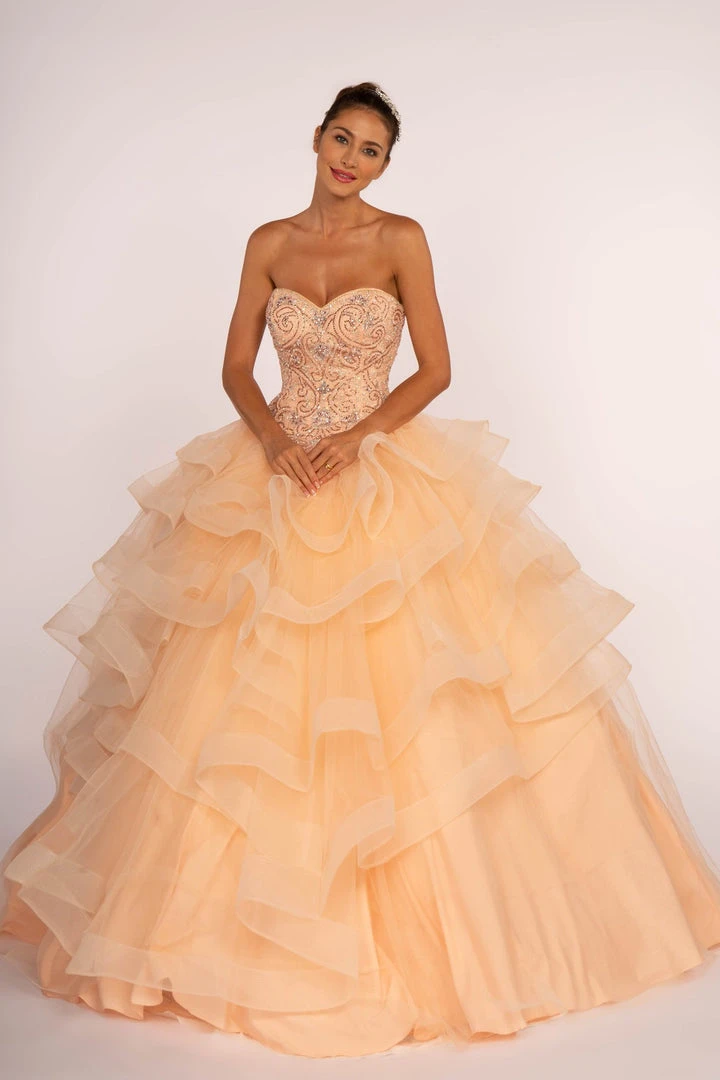 Elizabeth K - GL2515 Beaded Strapless Ruffled Ballgown 3 Elizabeth K - GL2515 Beaded Strapless Ruffled Ballgown