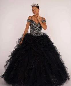 Elizabeth K - GL2516 Intricately Ornate Bodice Ruffled Ballgown