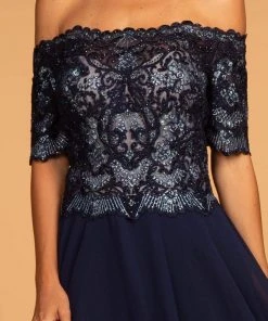 Elizabeth K - GL2525 Embroidered Off-Shoulder Chiffon A-line Dress 8 Elizabeth K - GL2525 Embroidered Off-Shoulder Chiffon A-line Dress