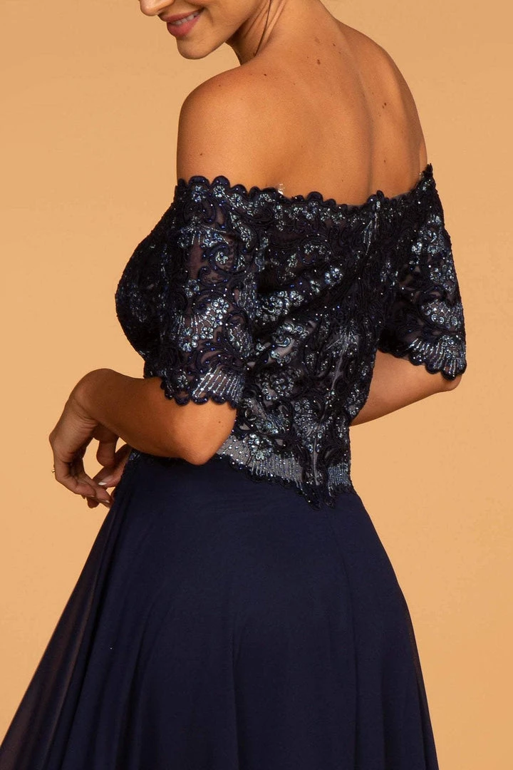 Elizabeth K - GL2525 Embroidered Off-Shoulder Chiffon A-line Dress 6 Elizabeth K - GL2525 Embroidered Off-Shoulder Chiffon A-line Dress