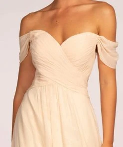 Elizabeth K - GL2550 Pleated Off-Shoulder Chiffon A-line Dress 17 Elizabeth K - GL2550 Pleated Off-Shoulder Chiffon A-line Dress