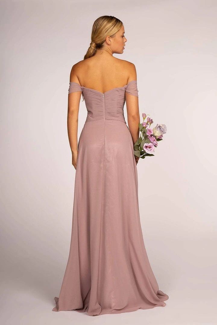 Elizabeth K - GL2550 Pleated Off-Shoulder Chiffon A-line Dress 4 Elizabeth K - GL2550 Pleated Off-Shoulder Chiffon A-line Dress