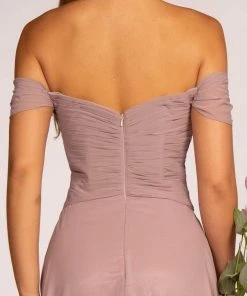 Elizabeth K - GL2550 Pleated Off-Shoulder Chiffon A-line Dress 15 Elizabeth K - GL2550 Pleated Off-Shoulder Chiffon A-line Dress