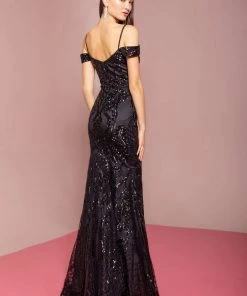 Elizabeth K - GL2552 Tulle Sequin Off Shoulder Mermaid Long Dress