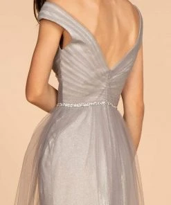 Elizabeth K - GL2560 Cap Sleeve Ruched Mesh Long Gown 17 Elizabeth K - GL2560 Cap Sleeve Ruched Mesh Long Gown