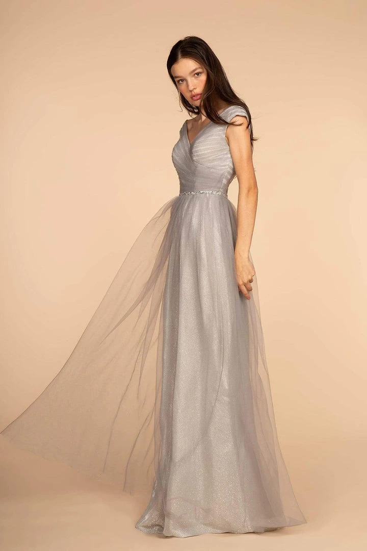Elizabeth K - GL2560 Cap Sleeve Ruched Mesh Long Gown 7 Elizabeth K - GL2560 Cap Sleeve Ruched Mesh Long Gown