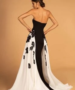 Elizabeth K - GL2582 Two Tone Embellished Sweetheart Dress