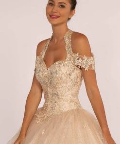 Elizabeth K - GL2602 Embroidered Halter Ballgown 16 Elizabeth K - GL2602 Embroidered Halter Ballgown