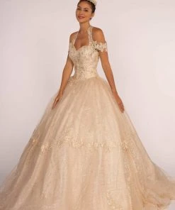 Elizabeth K - GL2602 Embroidered Halter Ballgown 14 Elizabeth K - GL2602 Embroidered Halter Ballgown