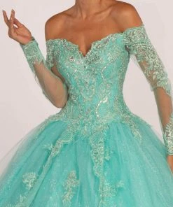 Elizabeth K - GL2603 Crystal Embellished Off-Shoulder Ballgown 8 Elizabeth K - GL2603 Crystal Embellished Off-Shoulder Ballgown