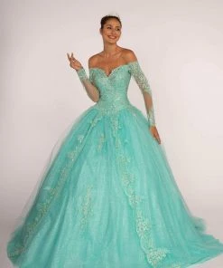 Elizabeth K - GL2603 Crystal Embellished Off-Shoulder Ballgown