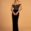 Elizabeth K - GL2628 Embellished Off-Shoulder Velvet Dress