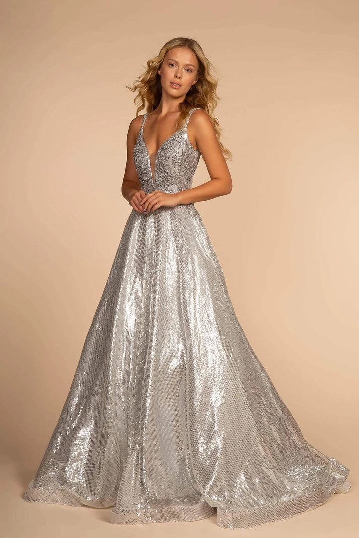 Elizabeth K - GL2652 Sequined Plunging V-Neck Gown 7 Elizabeth K - GL2652 Sequined Plunging V-Neck Gown