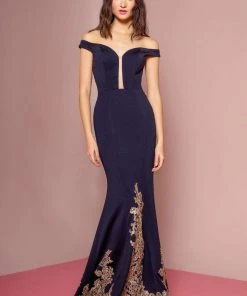 Elizabeth K - GL2658 Off-Shoulder Fitted Mermaid Dress