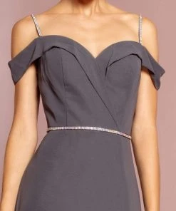 Elizabeth K - GL2665 Surplice Off Shoulder High Slit Gown