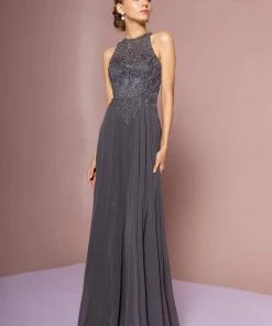 Elizabeth K - GL2680 Floral Embroidered A-Line Dress