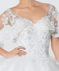 Elizabeth K - GL2800 Sheer Cape Sleeve Appliqued Glitter Ballgown 13 Elizabeth K - GL2800 Sheer Cape Sleeve Appliqued Glitter Ballgown