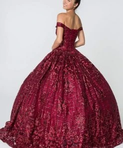 Elizabeth K - GL2803 Sequined Off-Shoulder Ballgown