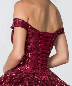 Elizabeth K - GL2803 Sequined Off-Shoulder Ballgown