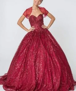 Elizabeth K - GL2804 Embellished Sweetheart Ballgown With Bolero
