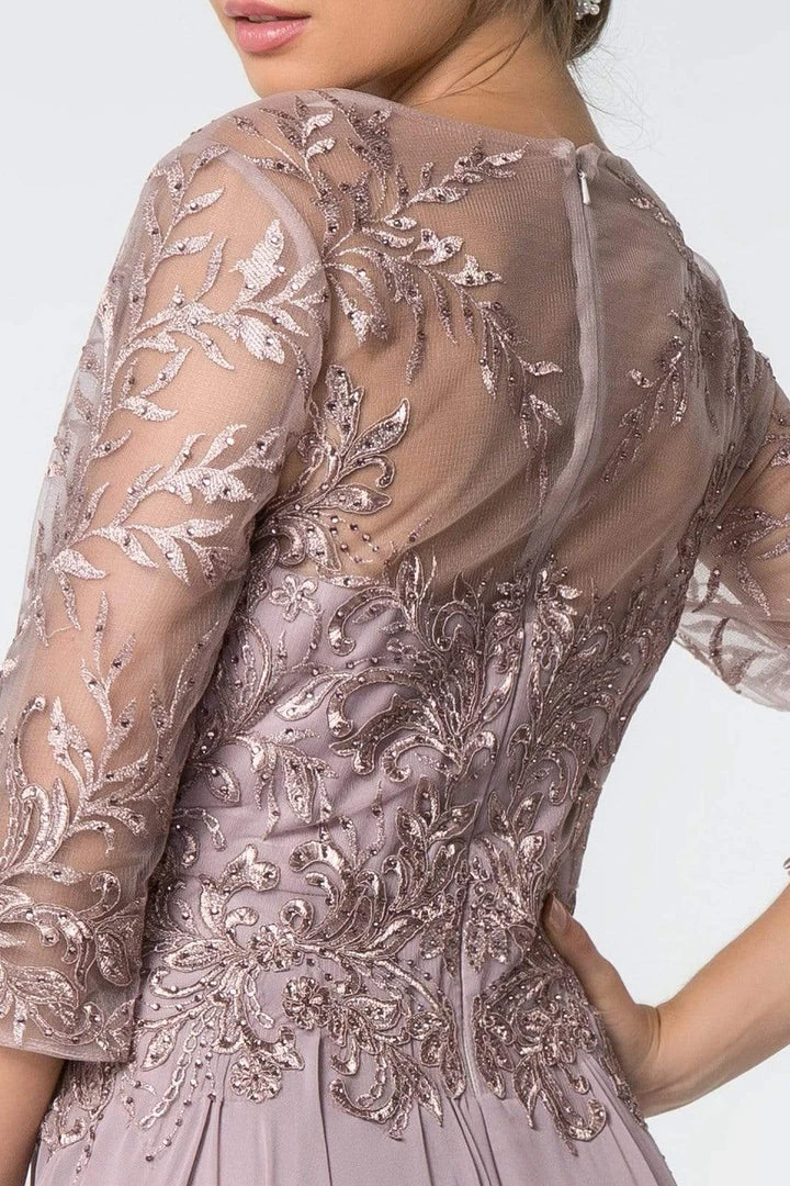 Elizabeth K - GL2810 Embroidered Bateau Chiffon A-line Gown 8 Elizabeth K - GL2810 Embroidered Bateau Chiffon A-line Gown