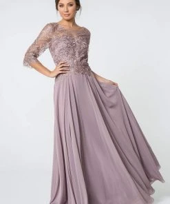 Elizabeth K - GL2810 Embroidered Bateau Chiffon A-line Gown 14 Elizabeth K - GL2810 Embroidered Bateau Chiffon A-line Gown