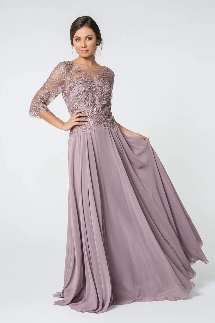 Elizabeth K - GL2810 Embroidered Bateau Chiffon A-line Gown 5 Elizabeth K - GL2810 Embroidered Bateau Chiffon A-line Gown