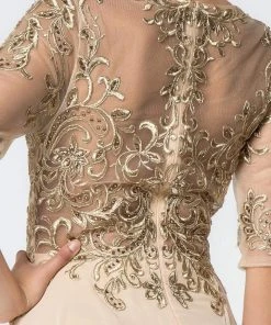 Elizabeth K - GL2812 Embroidered Illusion Bateau A-Line Dress