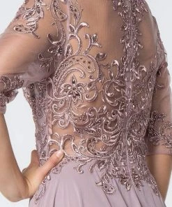 Elizabeth K - GL2812 Embroidered Illusion Bateau A-Line Dress