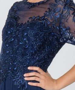 Elizabeth K - GL2812 Embroidered Illusion Bateau A-Line Dress