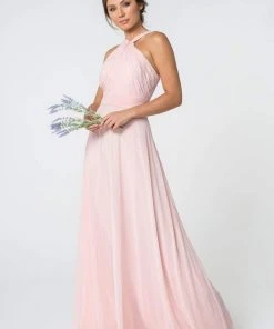 Elizabeth K - GL2816 Knotted Halter Bodice Chiffon A-Line Dress 23 Elizabeth K - GL2816 Knotted Halter Bodice Chiffon A-Line Dress