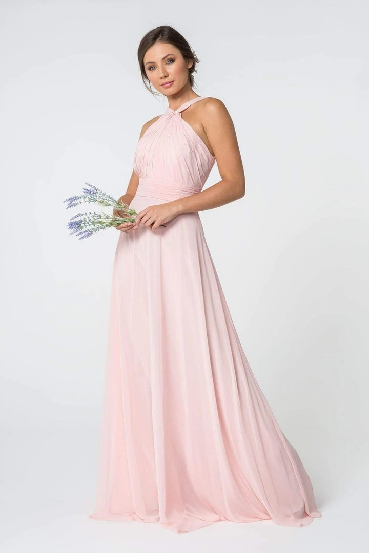 Elizabeth K - GL2816 Knotted Halter Bodice Chiffon A-Line Dress 7 Elizabeth K - GL2816 Knotted Halter Bodice Chiffon A-Line Dress