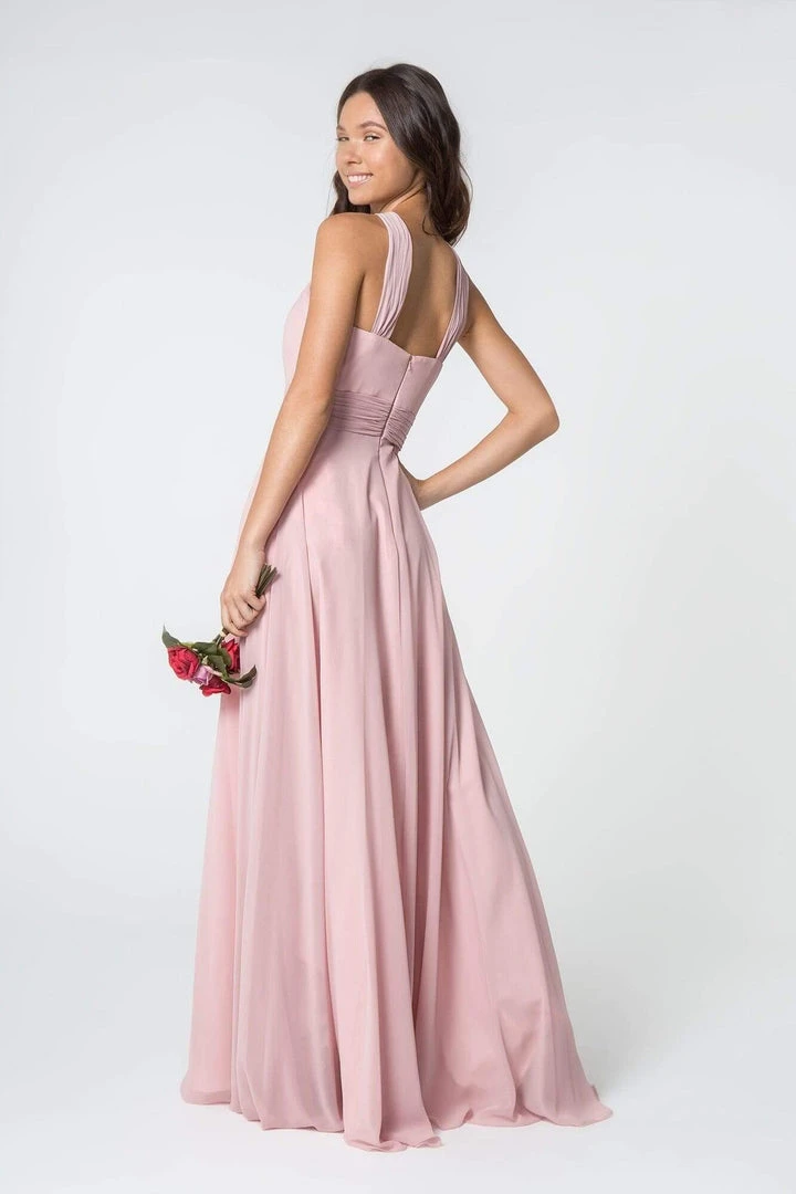 Elizabeth K - GL2816 Knotted Halter Bodice Chiffon A-Line Dress 8 Elizabeth K - GL2816 Knotted Halter Bodice Chiffon A-Line Dress