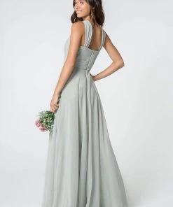 Elizabeth K - GL2816 Knotted Halter Bodice Chiffon A-Line Dress 26 Elizabeth K - GL2816 Knotted Halter Bodice Chiffon A-Line Dress