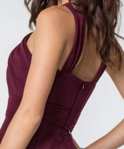 Elizabeth K - GL2816 Knotted Halter Bodice Chiffon A-Line Dress 35 Elizabeth K - GL2816 Knotted Halter Bodice Chiffon A-Line Dress