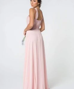 Elizabeth K - GL2816 Knotted Halter Bodice Chiffon A-Line Dress 20 Elizabeth K - GL2816 Knotted Halter Bodice Chiffon A-Line Dress