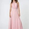Elizabeth K - GL2816 Knotted Halter Bodice Chiffon A-Line Dress 2 Elizabeth K - GL2816 Knotted Halter Bodice Chiffon A-Line Dress