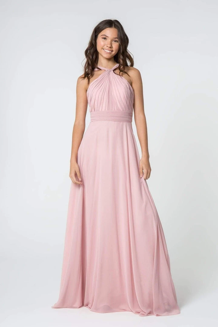Elizabeth K - GL2816 Knotted Halter Bodice Chiffon A-Line Dress 3 Elizabeth K - GL2816 Knotted Halter Bodice Chiffon A-Line Dress