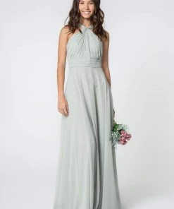 Elizabeth K - GL2816 Knotted Halter Bodice Chiffon A-Line Dress 25 Elizabeth K - GL2816 Knotted Halter Bodice Chiffon A-Line Dress