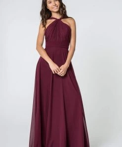 Elizabeth K - GL2816 Knotted Halter Bodice Chiffon A-Line Dress 32 Elizabeth K - GL2816 Knotted Halter Bodice Chiffon A-Line Dress